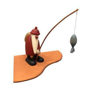 Weihnachtsmann als Angler am Ufer 3